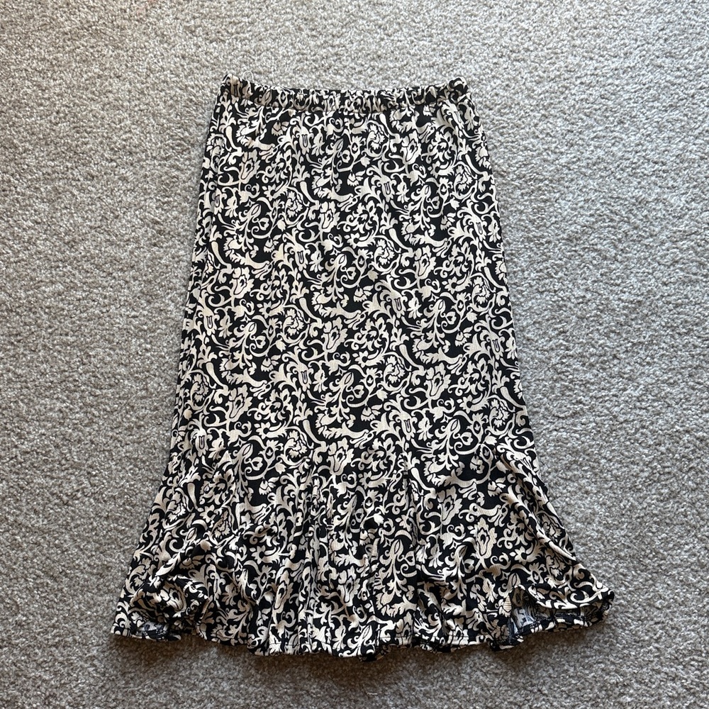 Vintage Patterned Midi Skirt